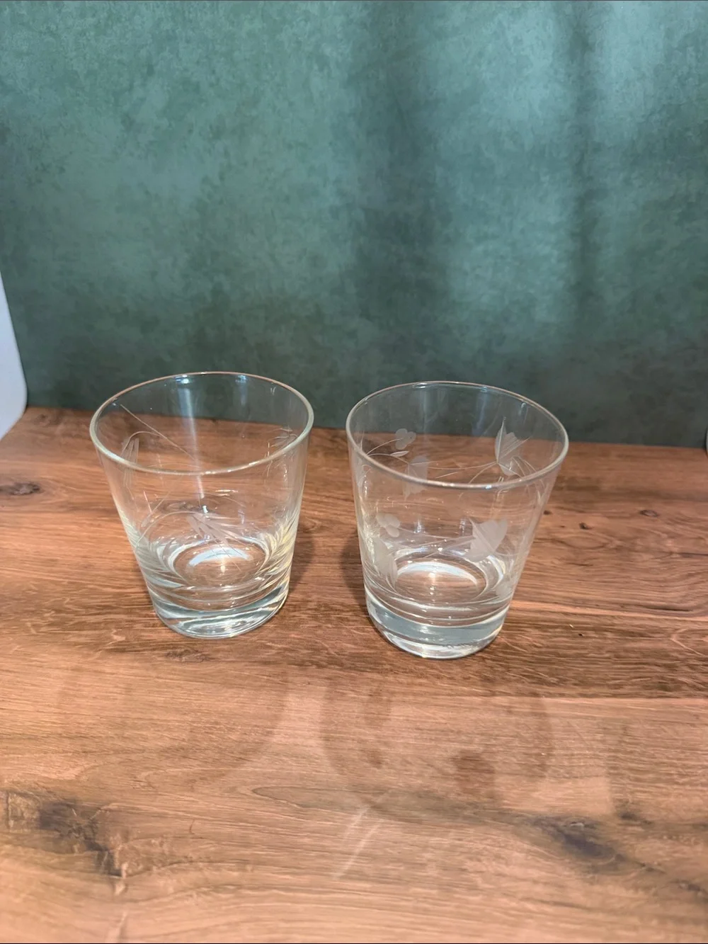 Clear Glass Tumbler Set - Etched Design, Clear